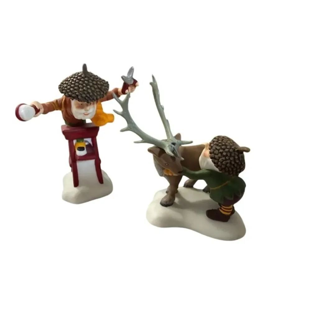 Dept 56 North Pole Woods Scissors Wizards Christmas Village Set of 2